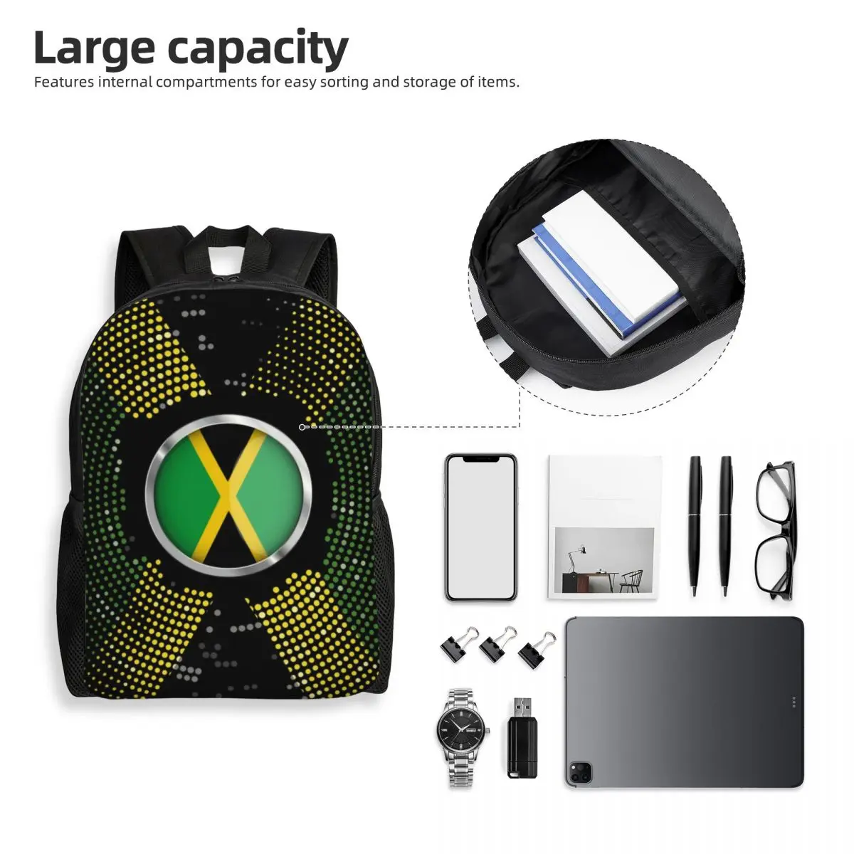 3D Printing Jamaica Flag Reggae Music Backpacks for Girls Boys Jamaican One Love School Travel Bags Bookbag Fits 15 Inch Laptop