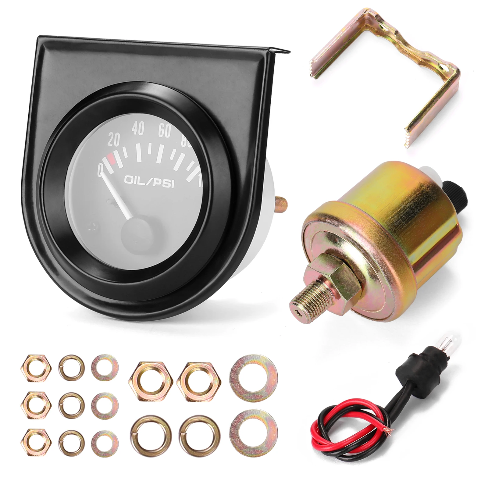 Automobile Oil Pressure Gauge Refitting 52mm Automobile Oil Pressure Instrument 0~100PSI Oil Pressure Gauge With Sensors 12.0V