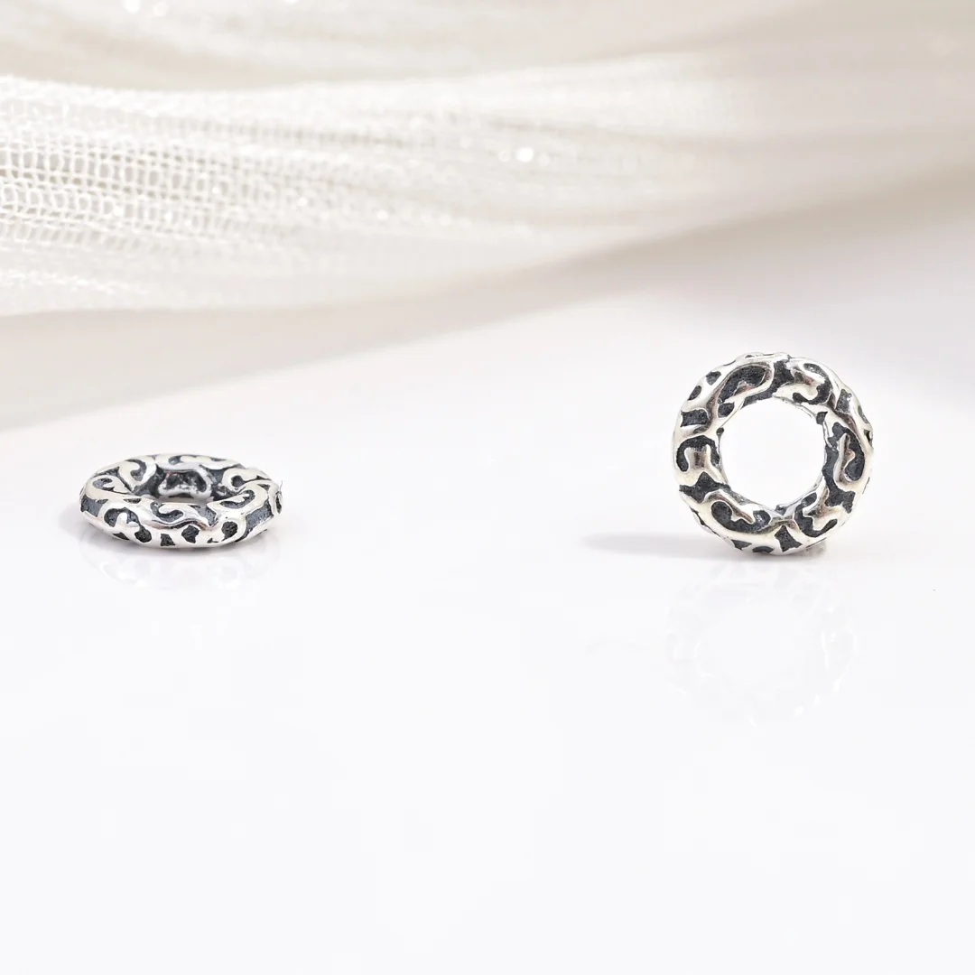 2PCS S925 Sterling Silver Retro Pattern Spacer Beads