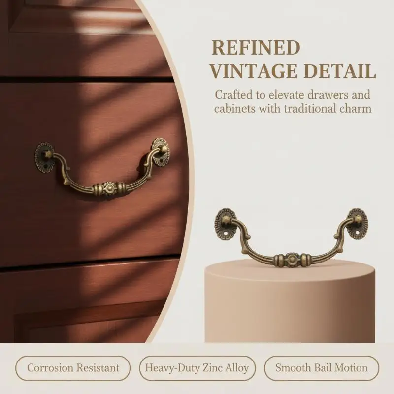 1Pcs Vintage Furniture Handle Retro: Wooden Wine Gift Box Handles Pulls Knob Drawer Cupboard Kitchen Furniture Hardware