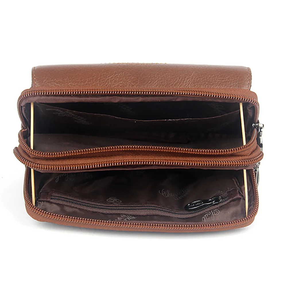 High Quality Natural Skin Mobile Phone Case Belt Fanny Bags Purse Belt Clutch Money Wallet Men Genuine Leather Wallet Waist Pack