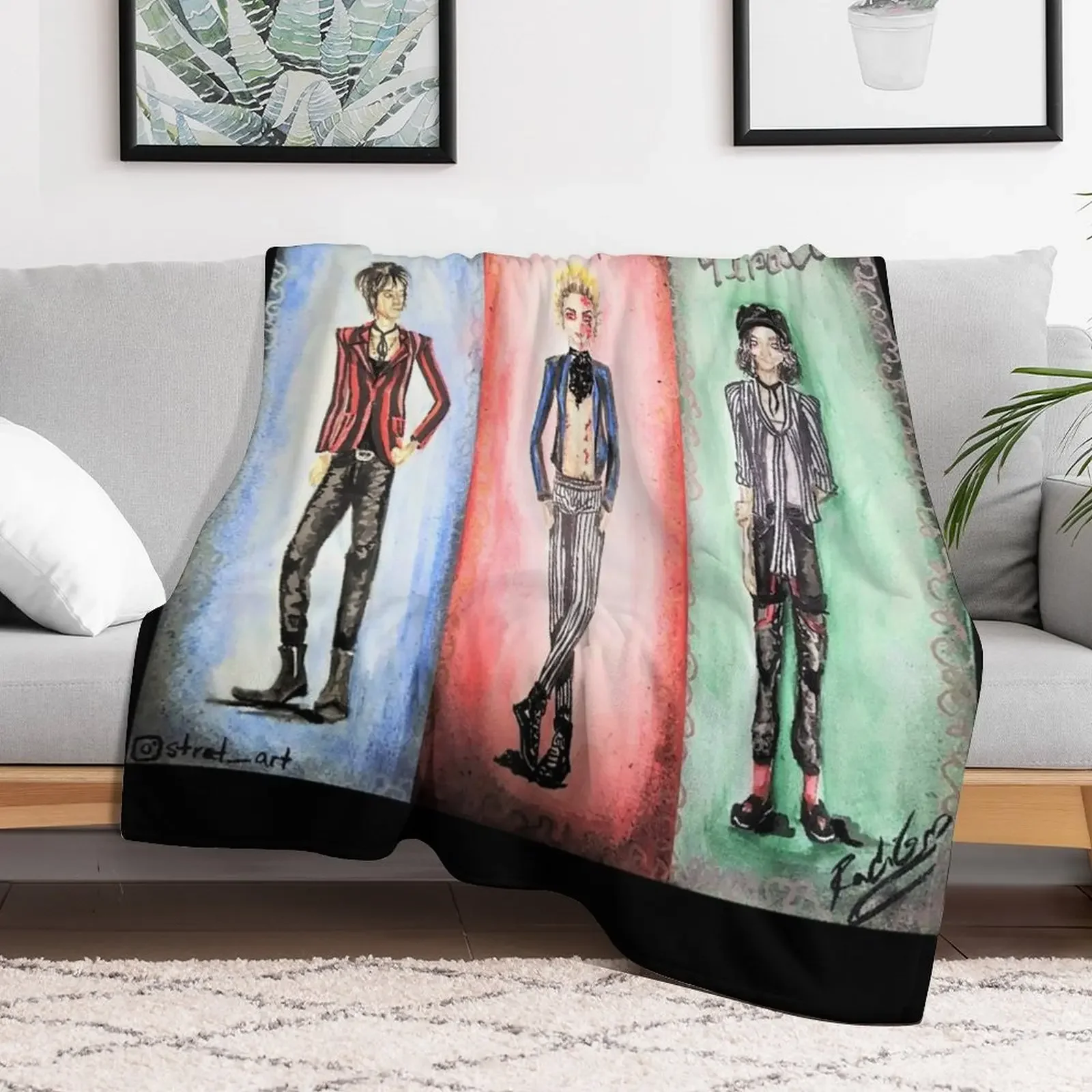 The Pirate, The Vampire and The Gentleman Throw Blanket Ultra Soft Flannel Fleece Blanket for All Seasons