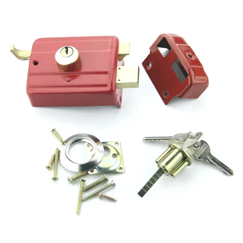 Security Anti-theft Exterior Door Retro Red Locks Multiple Insurance Lock Wooden Door Lock