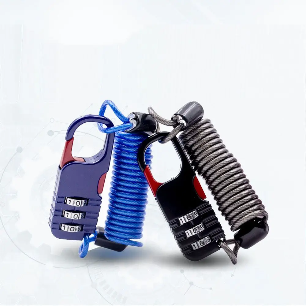 自転車盗難防止オートバイ 3 桁パスワードコンビネーション安全ケーブルワイヤーロープヘルメットロック 60 * 22 ミリメートル安全アクセサリー