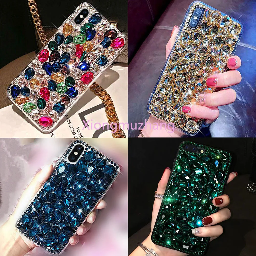 

Bling Crystal Diamond Rhinestone 3D Colorful Stones Back Cove for Redmi Note 10 Pro 9 Pro Max 8 Pro 8T 8 9 10 7 6 7A 8A 9A Case