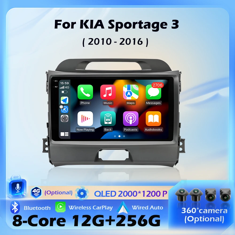 Navigation GPS Wireless CarPlay Für KIA Sportage 3 2010 - 2016 Autoradio Multimedia Player DSP Stereo Android 16 System WIFI BT