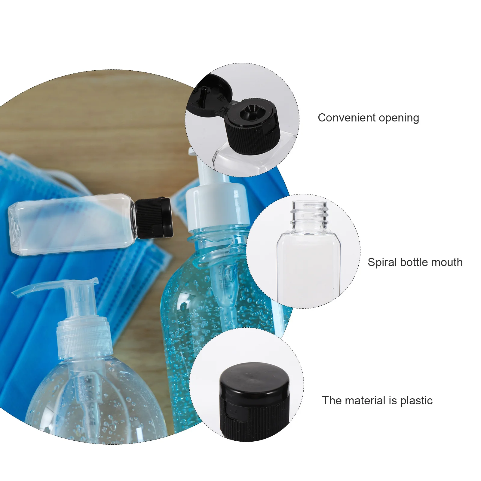 

20Pcs Transparent Square Bottles High Quality Plastic Reusable Refillable Empty Travel Bottle Containers Leakproof Suitable