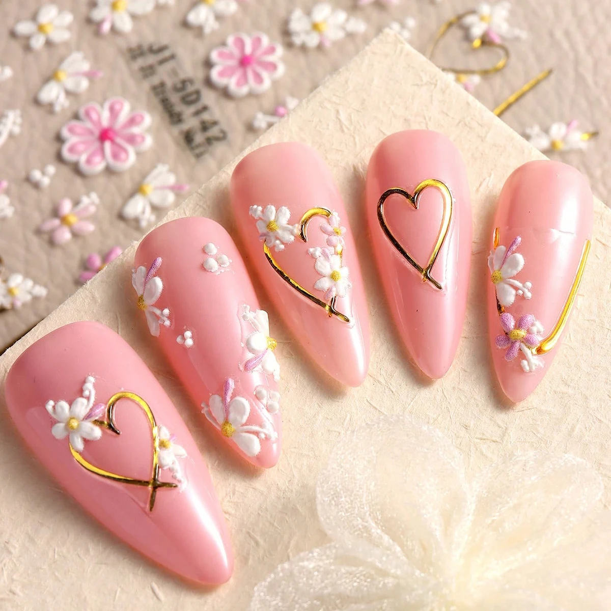    قطعتان من ملصقات الأظافر لتخفيف الزهور للربيع/الصيف، سهلة الاستخدام لتزيين الأظافر بنفسك والهدايا وتصفيف مكياج الحفلات والزفاف