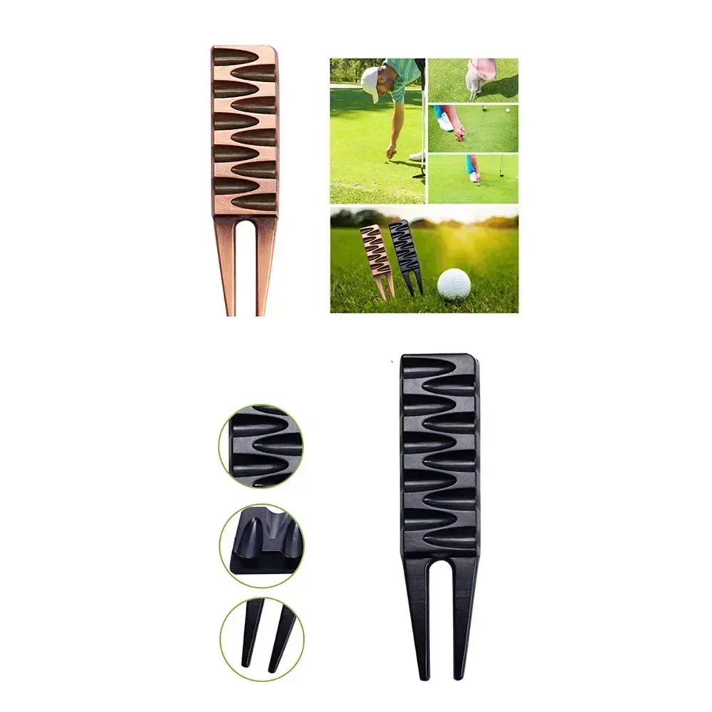 Professional Outdoor Training High Hardness Zinc Alloy Textured Design Golf Ball Position Marker Divot Repair Pitch Fork Tools