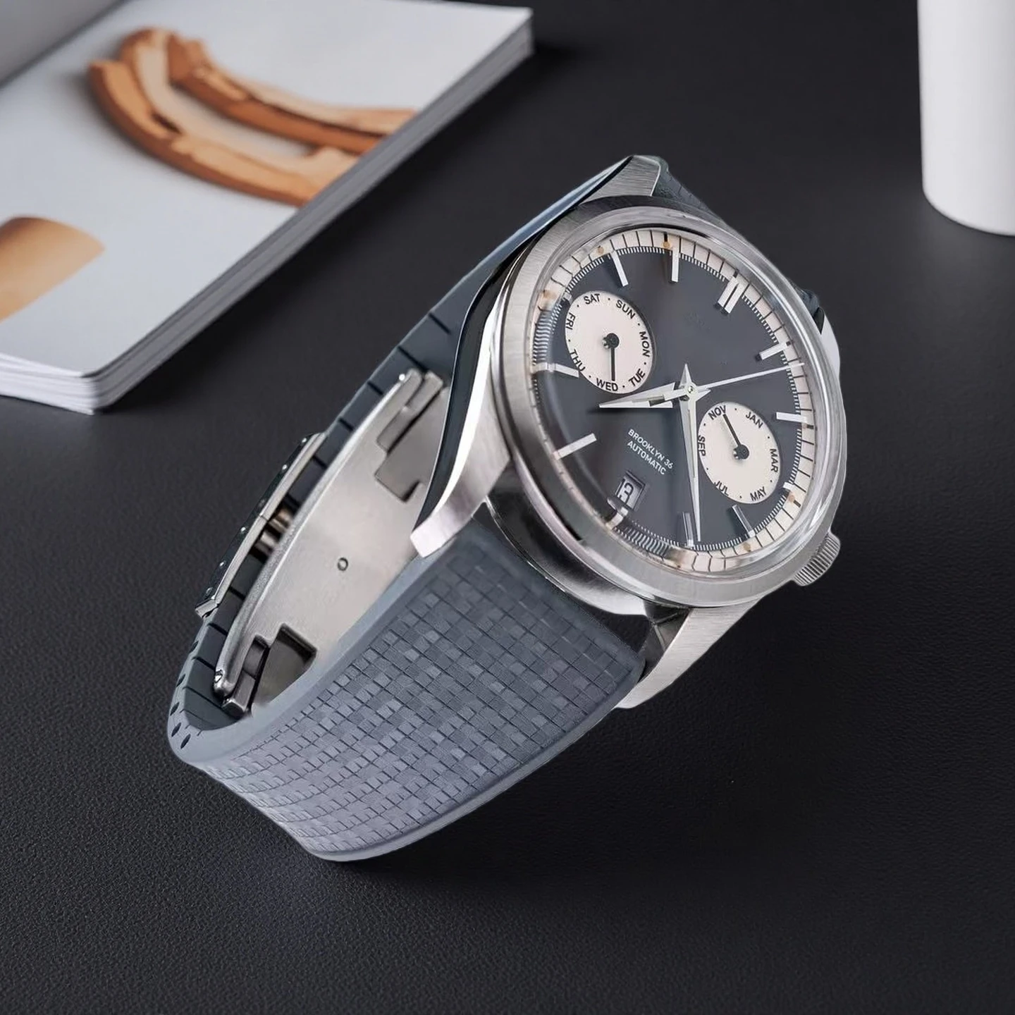 For Delugs Mosaic FKM Rubber Watch Strap Fit for Cartier Omega Swatch 18mm 19mm 20mm 21mm 22mm 23mm 24mm Cut To Size Watch Bands