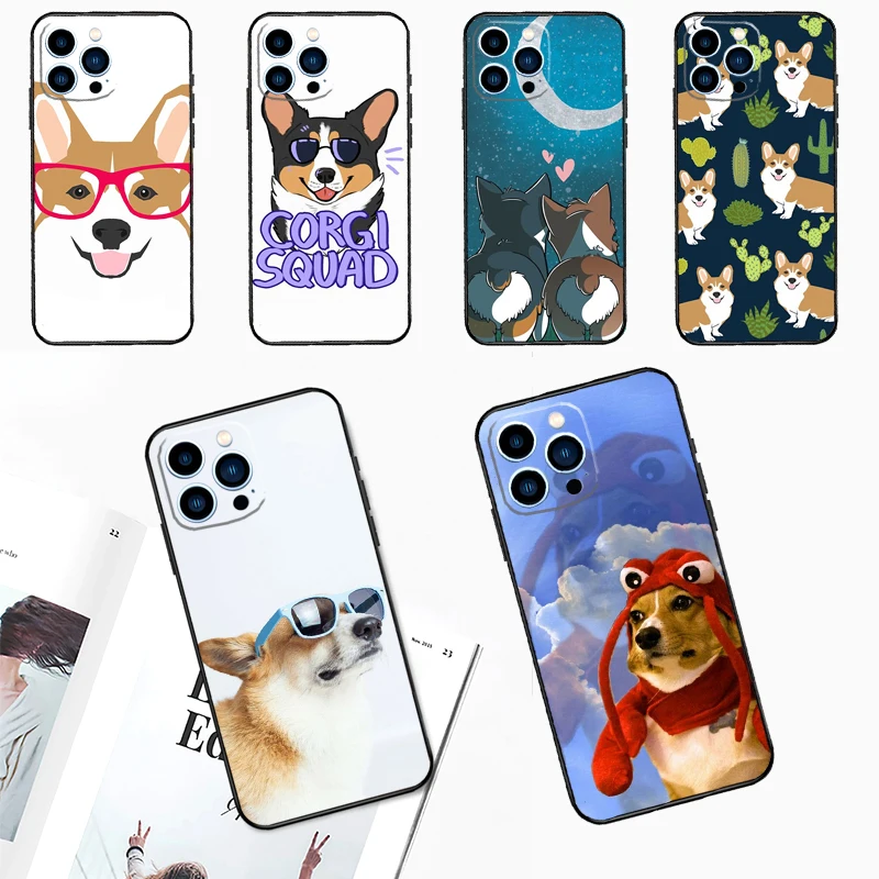 Juntsai Cartoon Corgi Dog Phone Case For Samsung Galaxy S26 S25 Ultra S21 S22 S23 S24 Ultra S10 S20 Plus S25 FE Cover