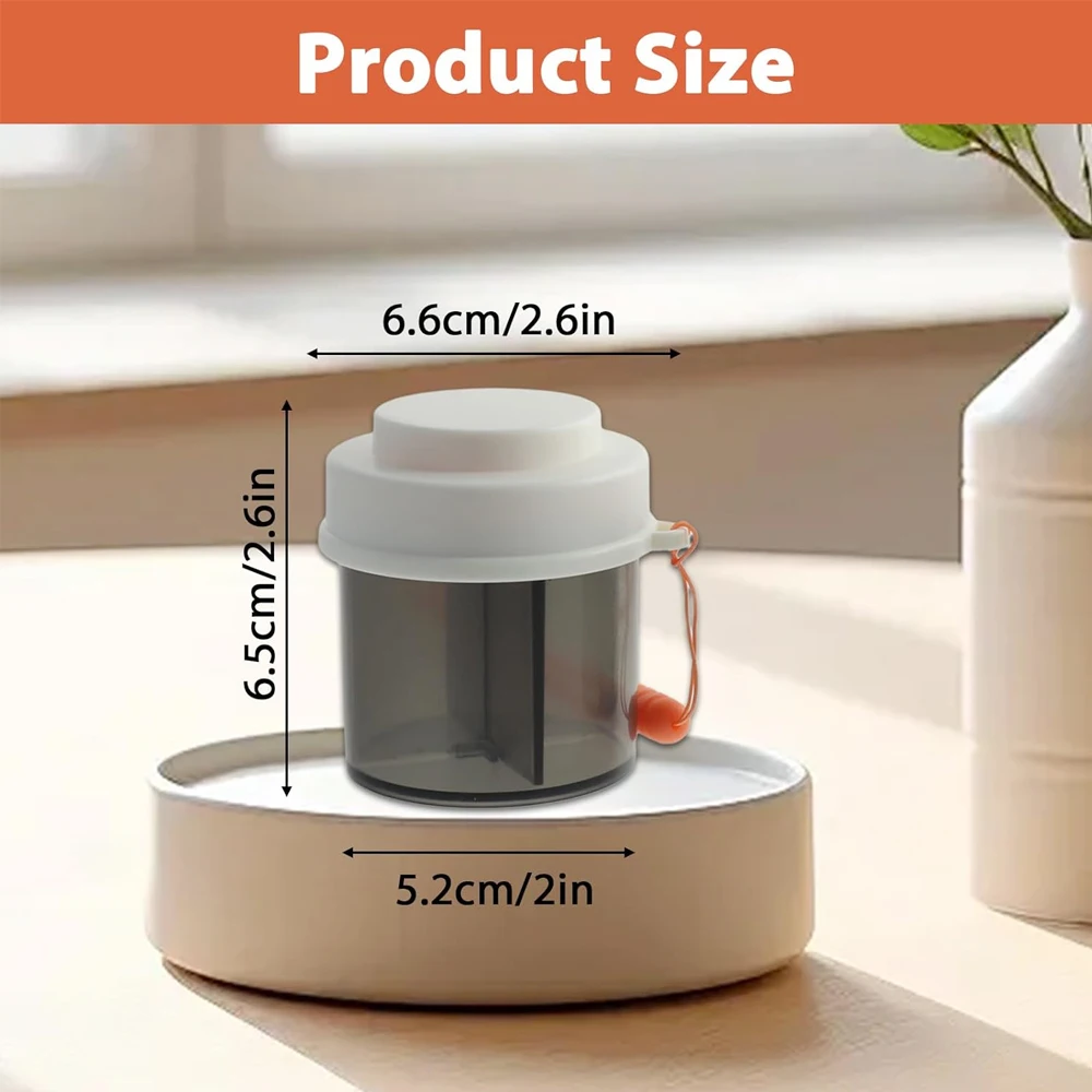 1Pcs Cute Small Pill Container with 4 Grids, Portable Vitamin Dispenser for Travel Daily Use
