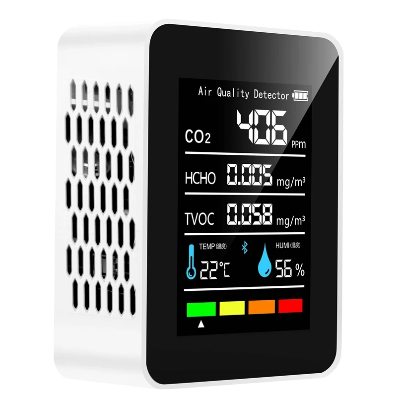 5 In1 CO2 Meter Digital Temperature Humidity Tester Carbon Dioxide  Air Quality Monitor TVOC HCHO Analyzer