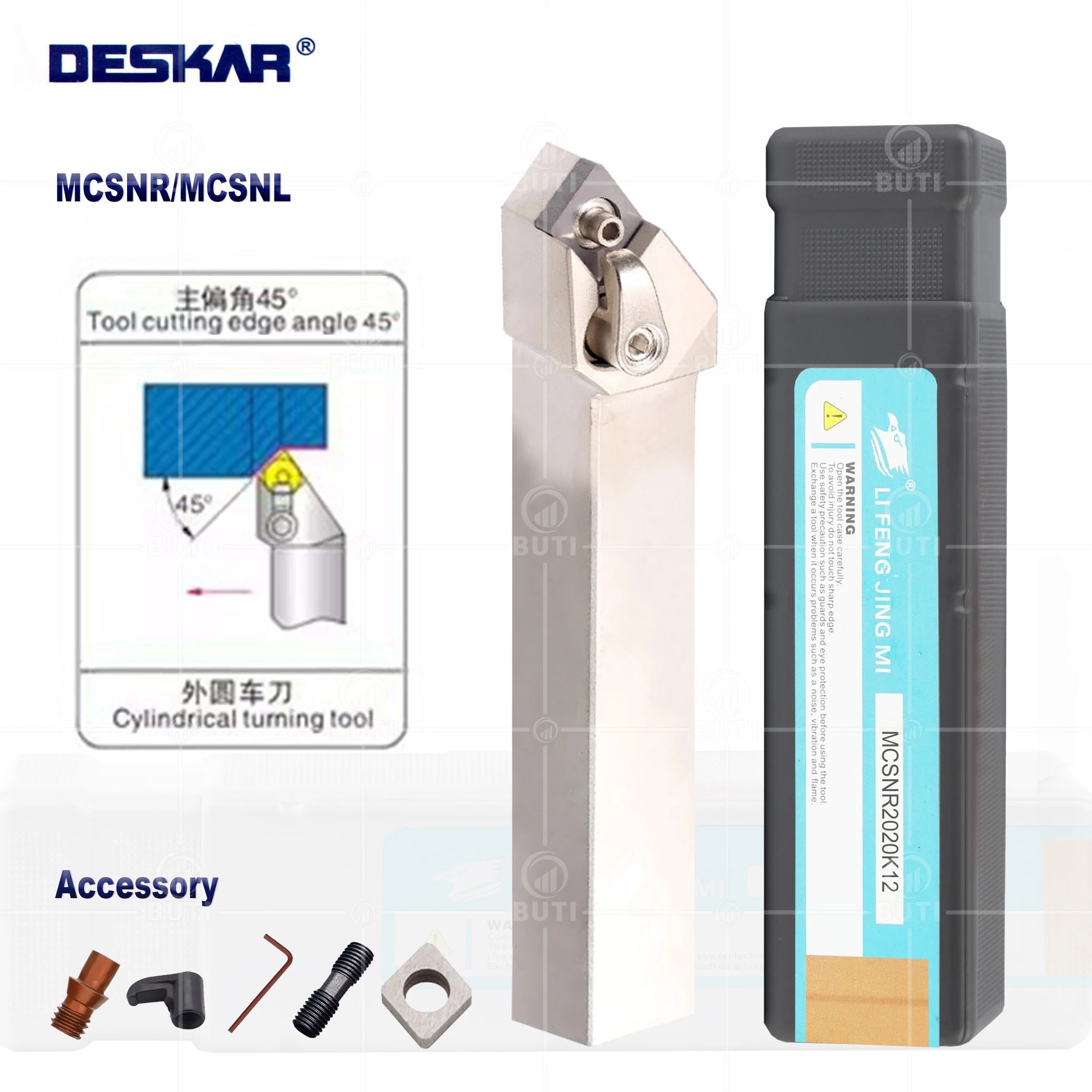 

DESKAR 100% Original Lathe Arbor MCSNR1616 MCSNR2020 MCSNR2525 External Turning Tool White Holder MCSNR/L CNC Cutting Cutter Bar