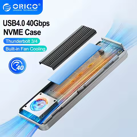 ORICO USB4.0 M.2 SSD Enclosure 40Gbps 8TB Aluminum with Cooling Fan PCIe4.0 NVME Case Type C Compatible Thunderbolt 3/4