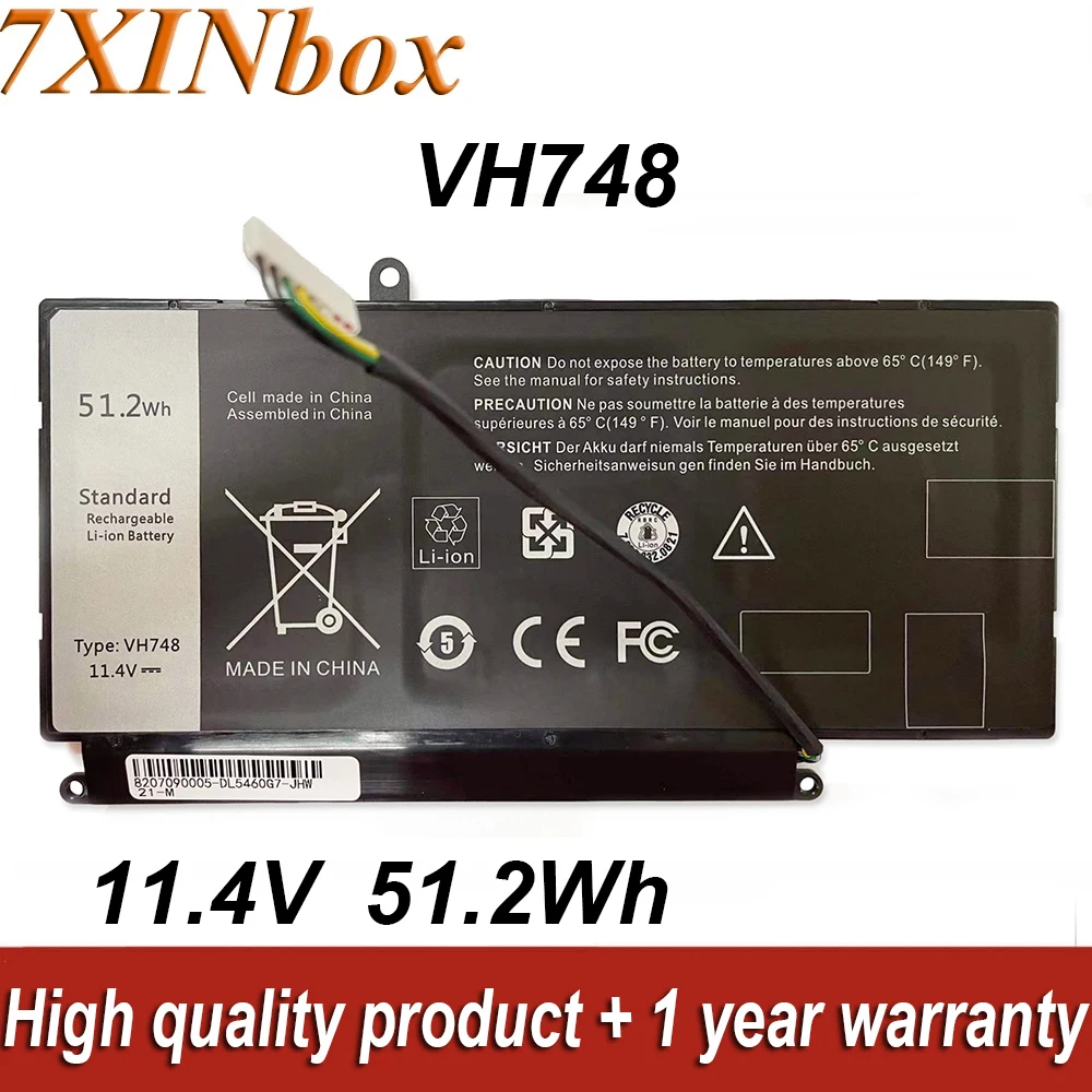 7XINbox VH748 11.4V 51.2Wh Laptop Battery For Dell Vostro 5460 5470 5480 5560 Inspiron 14 5439 Series Notebook Compatible