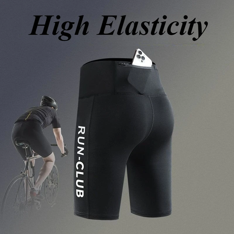 Mens Womens Pockets Shorts Compression Marathon Running Exercise Training Jogging Cycling Fitness Tights Shorts Quick Drying