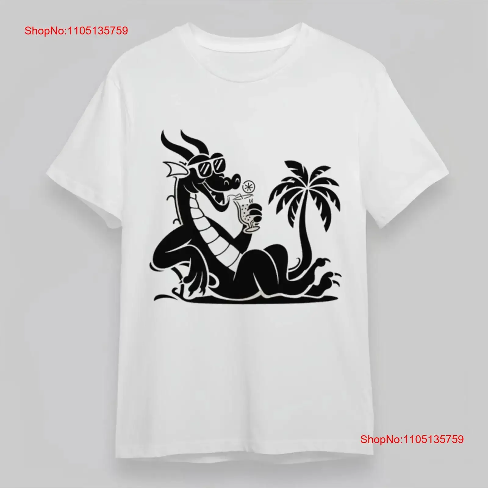 Bequemes, ganzjähriges klassisches T-Shirt für Herren, Chill Dragon mit tropischem Getränk, Vintage-Waschung, Unisex, Streetwear, gestreckt, lässig