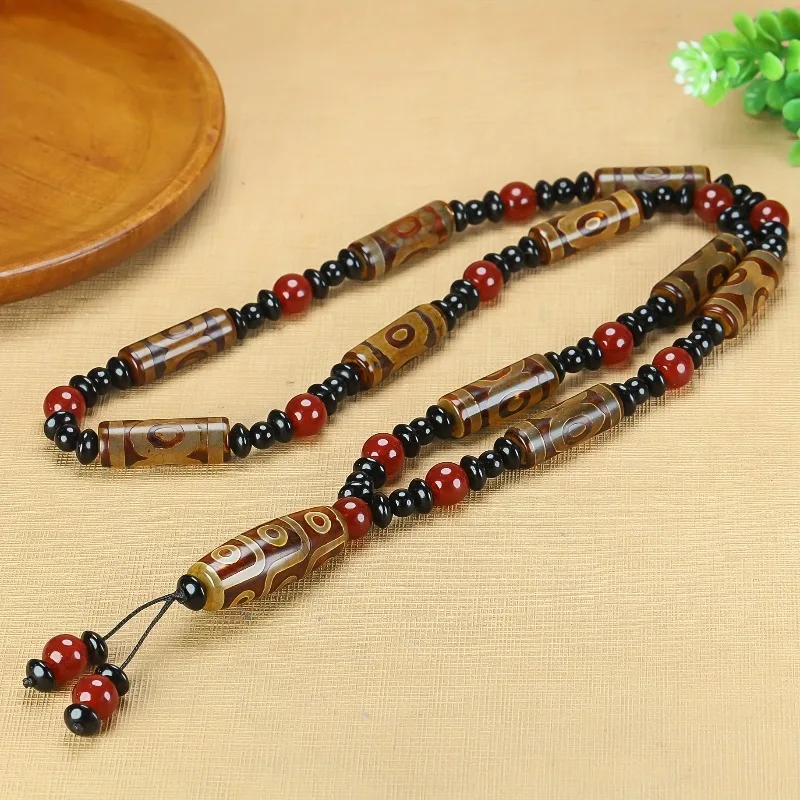 

Dzi Bead Tibetan Agate Men's and Women's Necklace Sweater Chain
