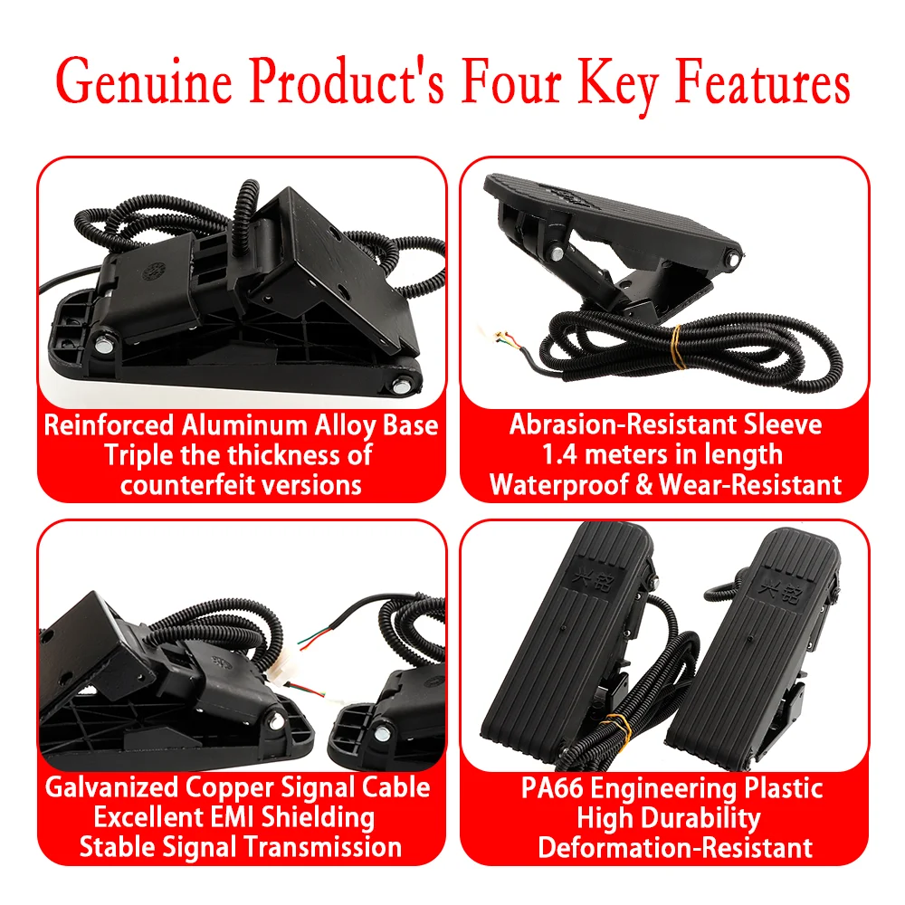 Electric Go Kart Accelerator Pedal with Hall Sensor Throttle | Adjustable Electronic Gas Pedal for E-Bike/ATV/Kart Conversion |