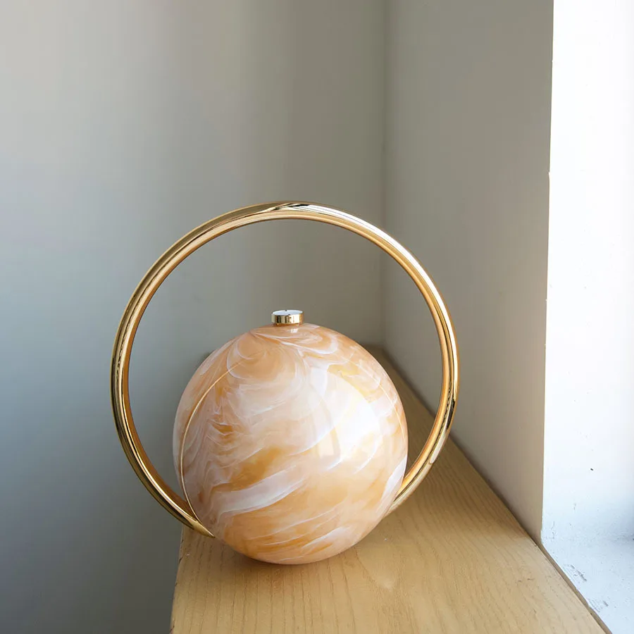 Avondtasje Merk Mode Acryl Gladde Heldere Ronde Bal Handtassen