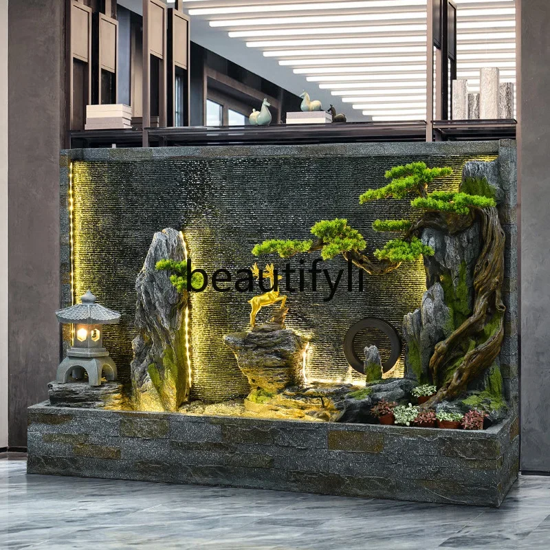 

A26 Water curtain wall rockery flowing water fountain landscape circulating water outdoor garden landscape landing