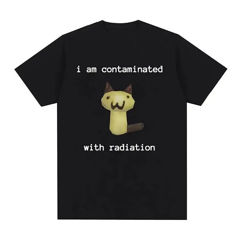

Men's Funny Potato Cat T-shirt I Am Contaminated With Radiation Slogan Tee Meme Graphic Top