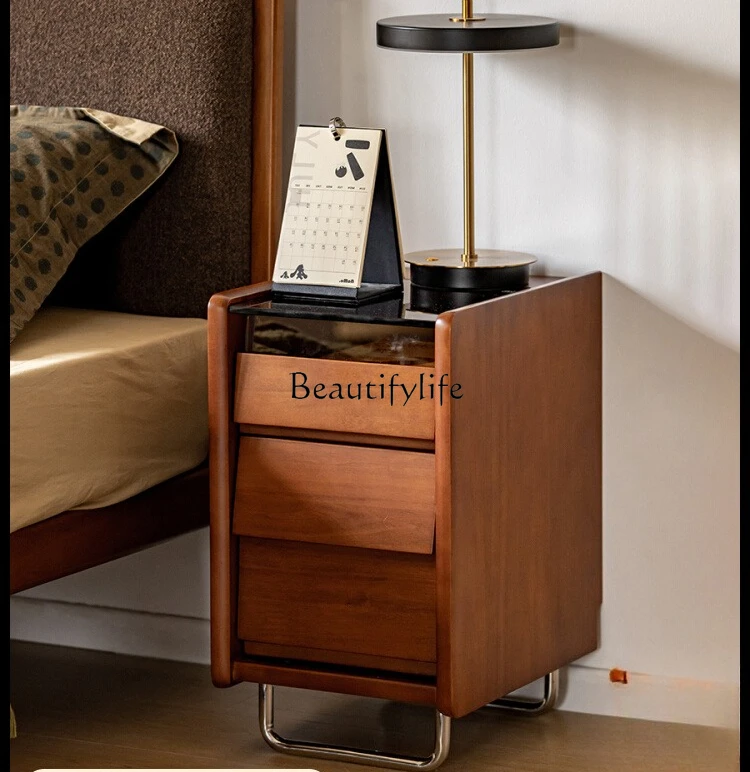 

Narrow Bedside Table Nordic Solid Wood Storage Organizer