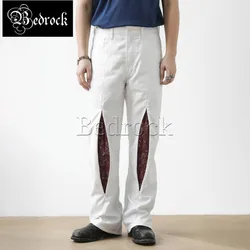 MBBCAR Unique Design Patchwork Flared Pants Imported Japanese Fabric Niche Wide Leg Pants Draped White Bell-bottom Trousers 7513