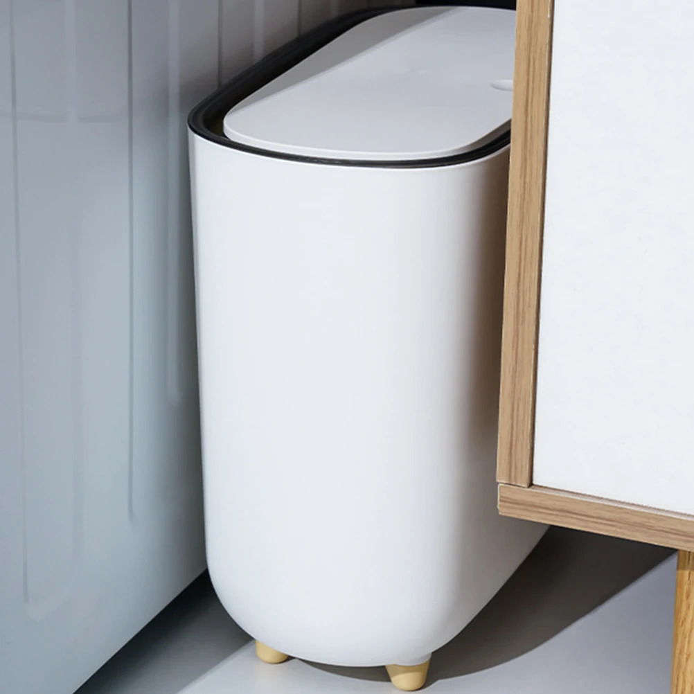 

Slim Trash Can Household Office PP Material Bathroom Waste Bin Large Capacity Garbage Container Kitchen Bedroom Plastic