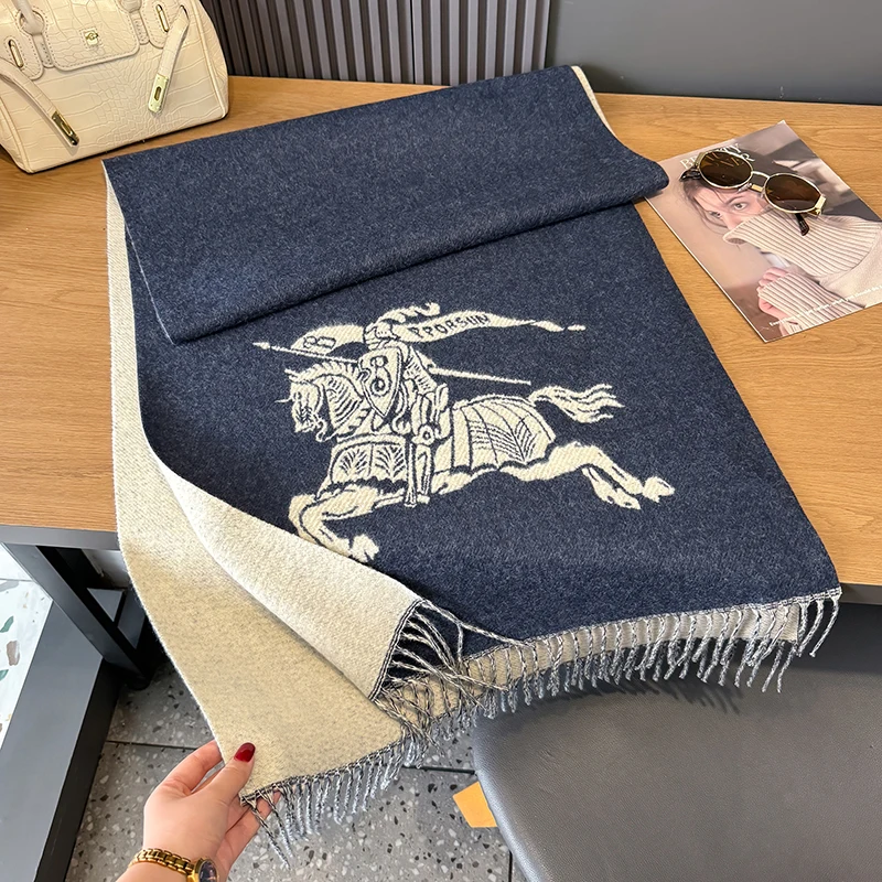 2024 new winter shawl cashmere scarf Ladies fashion War Horse jacquard luxury brand thick warm women blanket soft silk shawl