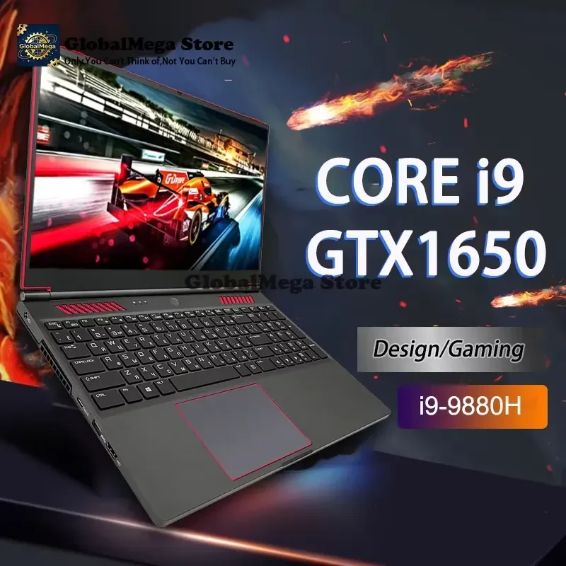New 16.1 Inch Core I9 9880H Gamer PC GTX1650 4G Graphics Card Core I9 9th Gen 64GB Business Gaming Laptop
