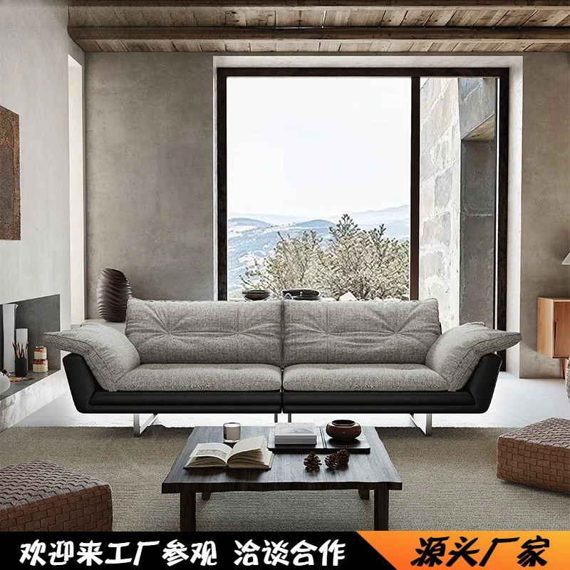

Nordic straight row cotton and linen high-footed sofa Chinese antique Bauhaus dismantling and washing fabric living room hotel l