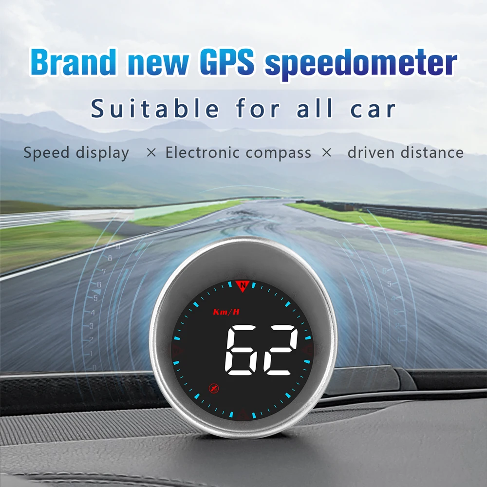 

GPS HUD Head Up Display Car Smart Digital Speedometer Auto Accessories Security Over Speed Alarm Reminder Compass Odometer Gauge