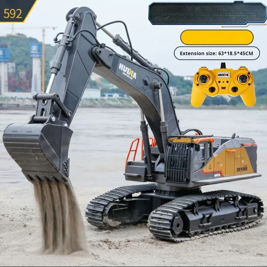 

HUINA 1592 1:14 Scale Remote Control Excavator Toy for Boys Heavy-Machine Theme RC Crawling Truck Electric Gift Car for Children