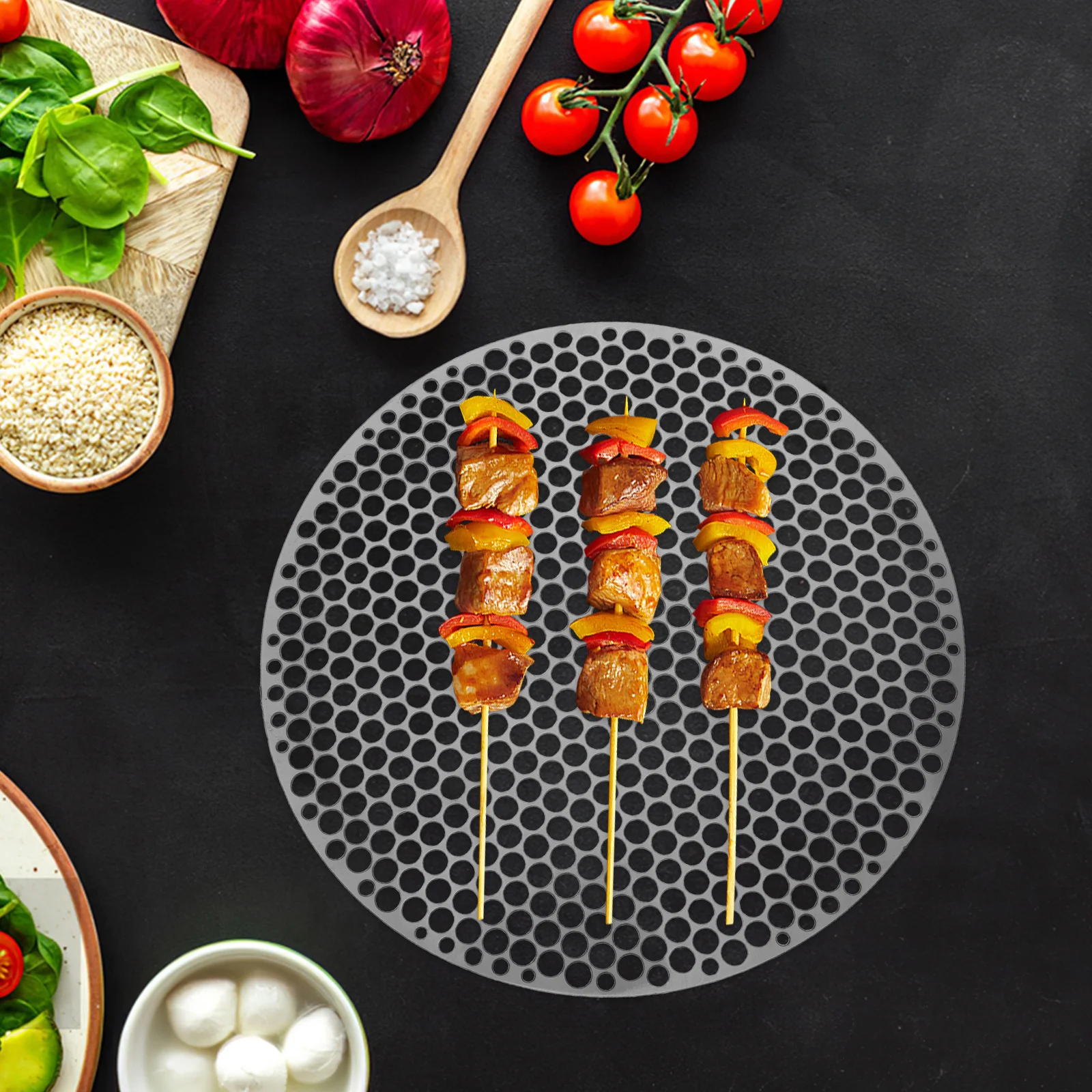 

30Cm Round Stainless Steel Bbq Grill Mesh Heat Resistant Durable Wire Rack For Outdoor Grilling Smoking Camping Non-Stick Easy