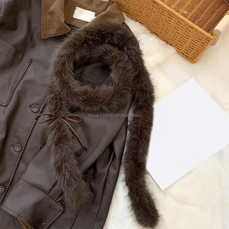 

Popular Skinny Scarf for Winter Plush Long Scarf with Bowknot for Women Girl Neckwear Plush Neck Warmer Eye Catching