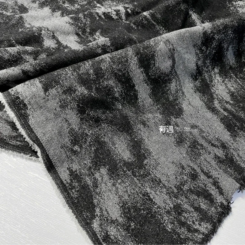 

Джинсовая жаккардовая ткань Черный Серый Креативный Tie Dye Diy Сумка Юбка Одежда Дизайнерская ткань Diy Шитье по метрам Ткань Хлопок