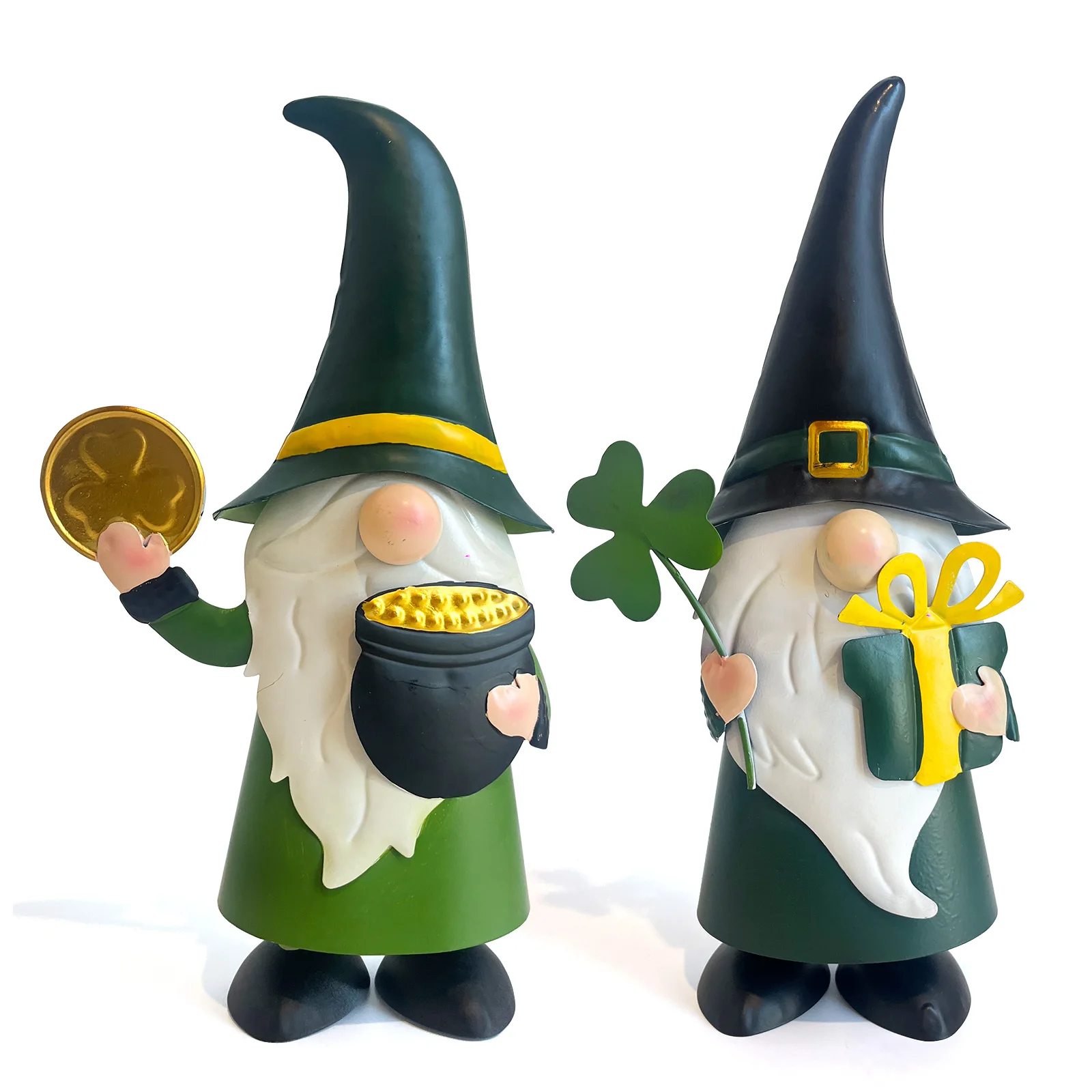 

Outdoor Green Gnomes, Metal Gnomes Figurine Irish Leprechaun St Patricks Day Decor, Luck Shamrock Gnome for Home Outside Garden