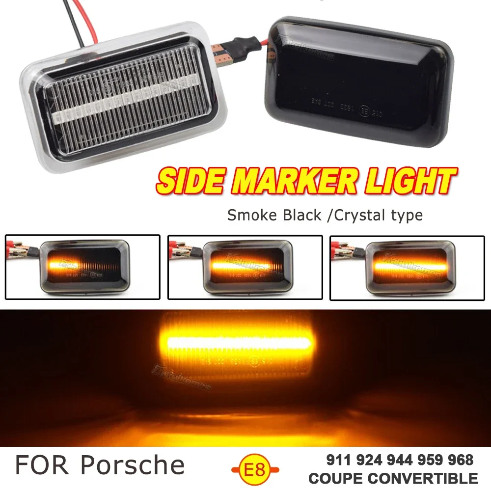 2PCS For Audi 100 200 C3 C4 A6 S6 4A/C4 80 90 B2 B3 B4 Cabriolet Coupe V8 4000 LED Dynamic Side Marker Light Turn Signal Lamp