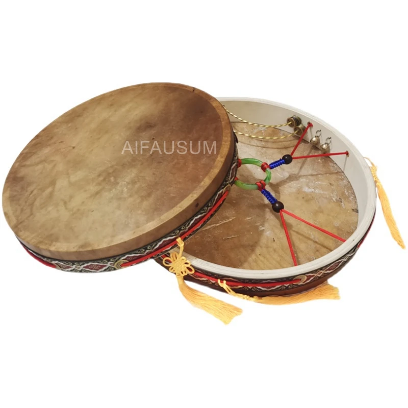 40cm 16inch Shaman drum Natural Black cowhide Frame Drum Handmade tambourine and drum bag