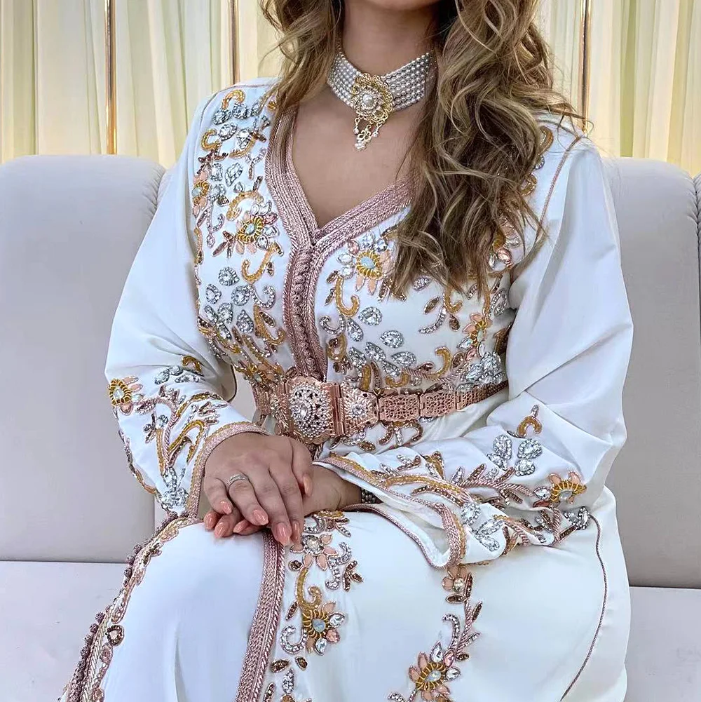 Sunspicems Chic Moroccan Belt for Women Gold Silver Color Rhinestone Waist Chain Adjustable Bridal Caftan Belt Wedding Jewelry