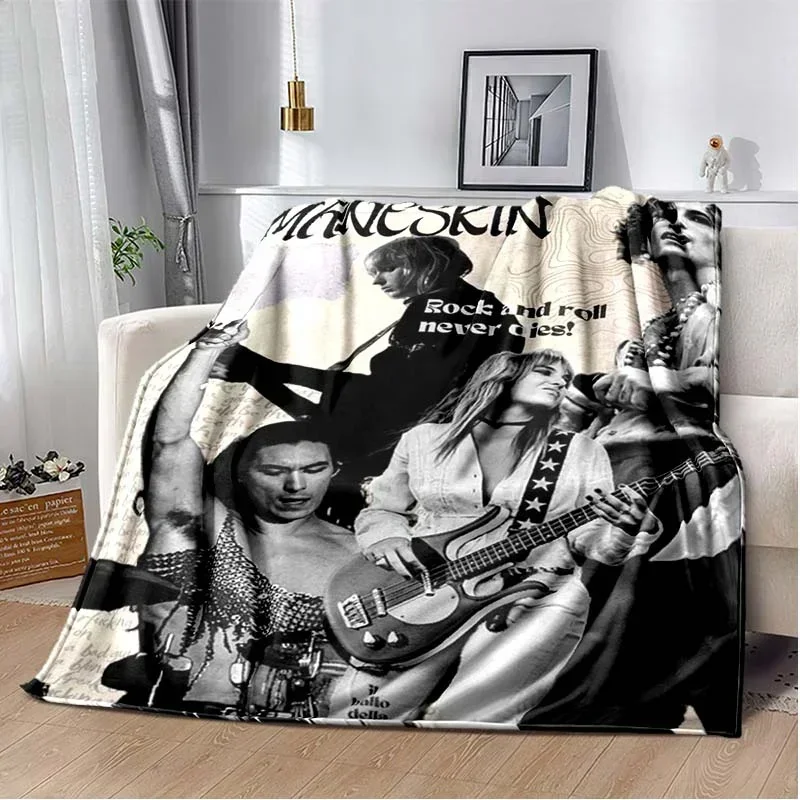2026 New Music Rock Band M-Maneskin Printed Blanket, Flannel Blanket Cover Blanket, Living Room Bedroom Bed Sofa Insulation Blan