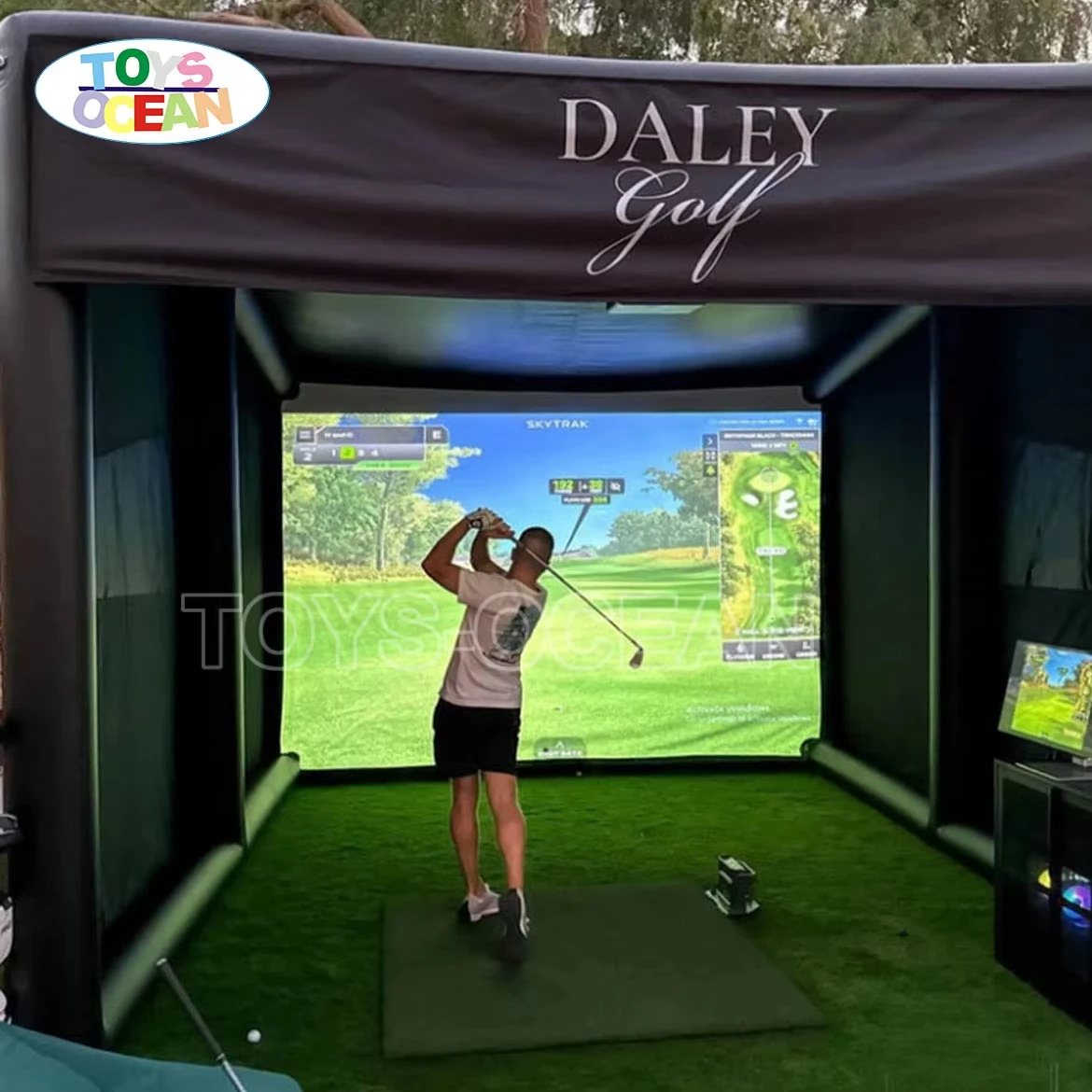 Heavy‑Duty Inflatable Golf Simulator Shell Training Tent 2026 Popular Thick PVC Build Club‑Grade Golf Simulation Enclosure Tent