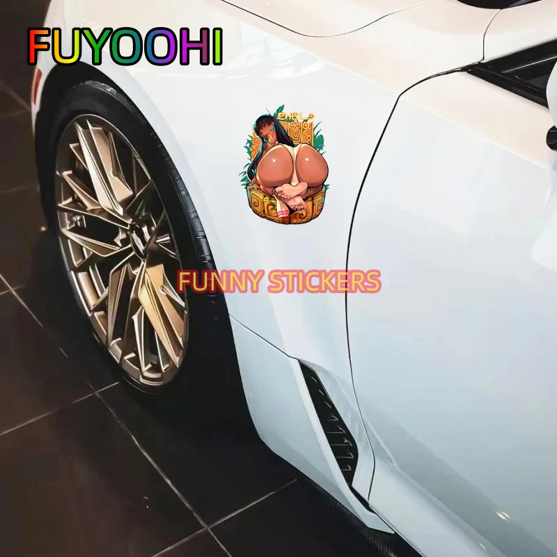 FUYOOHI Chel Long Hair and Round Hips Sexy Waifu Car Stickers Scratch-Proof Anime Decals Car Accessories Cute