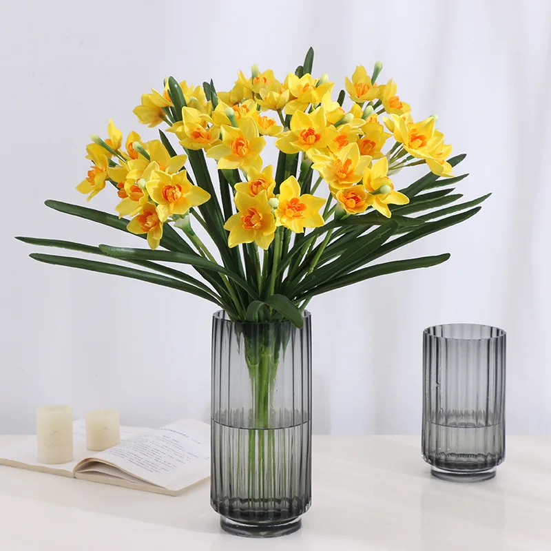 Artificial Daffodils Silk Flower Bouquet Home Decoration Ornaments Fake Flowers Wedding Bouquet Nordic Narcissus Party Floral