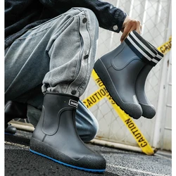 New Men's Work Rain Boots Fashion Couple Rain Boots Outdoor Platform Non-slip Men Boots Casual Boots резиновые сапоги мужские 장화