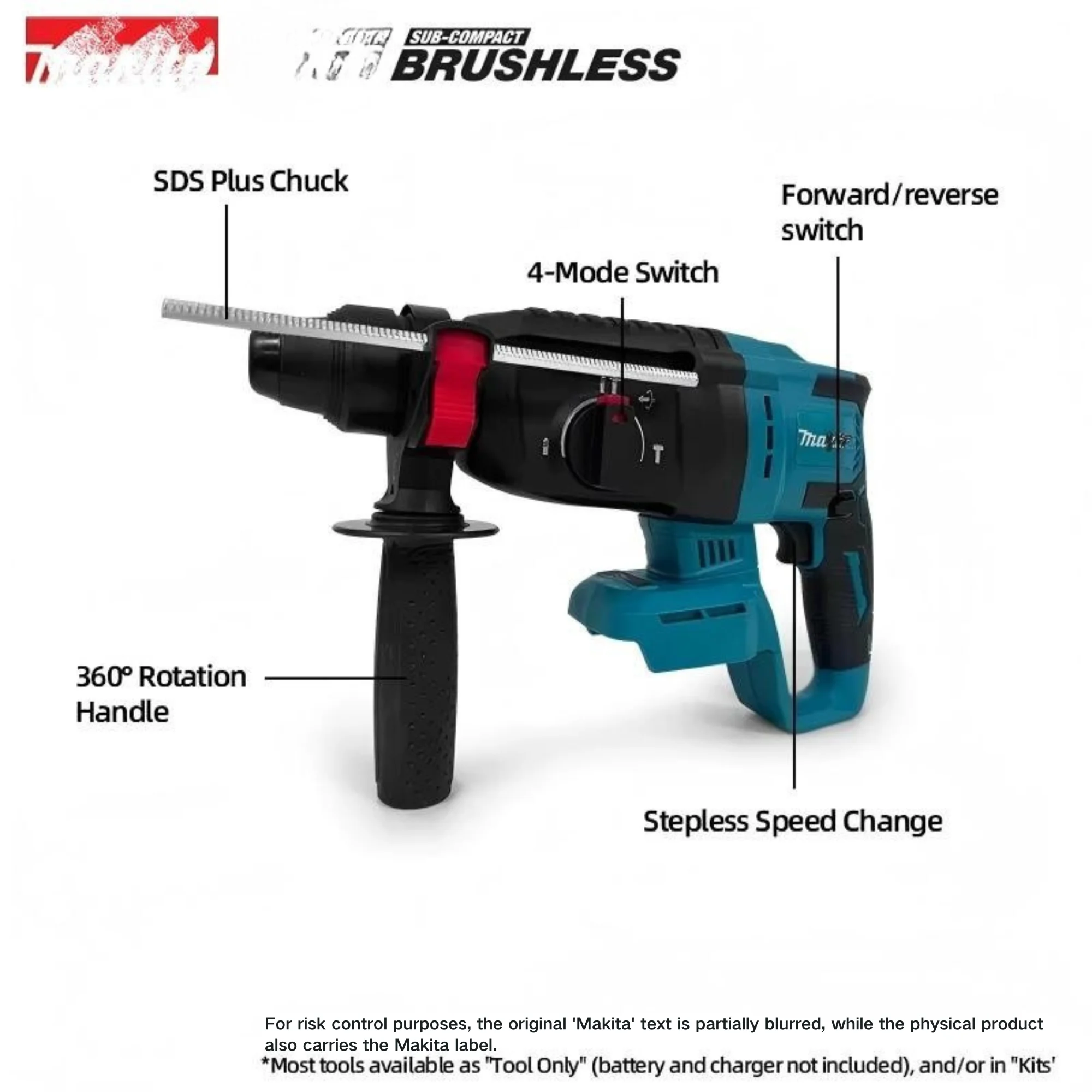Makita Battery 18V High Capacity For DHR242 Professional Rotary Hammer SDS Plus 24mm 3-Mode Concrete Impact Drill