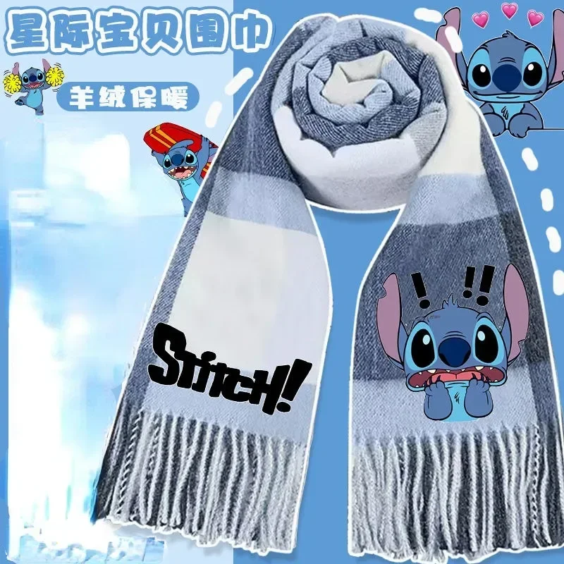 Disney Stitch New Cute Men and Women Autumn and Winter Comfortable, Soft and Fashionable Cartoon Versatile Warm Couple Scarves