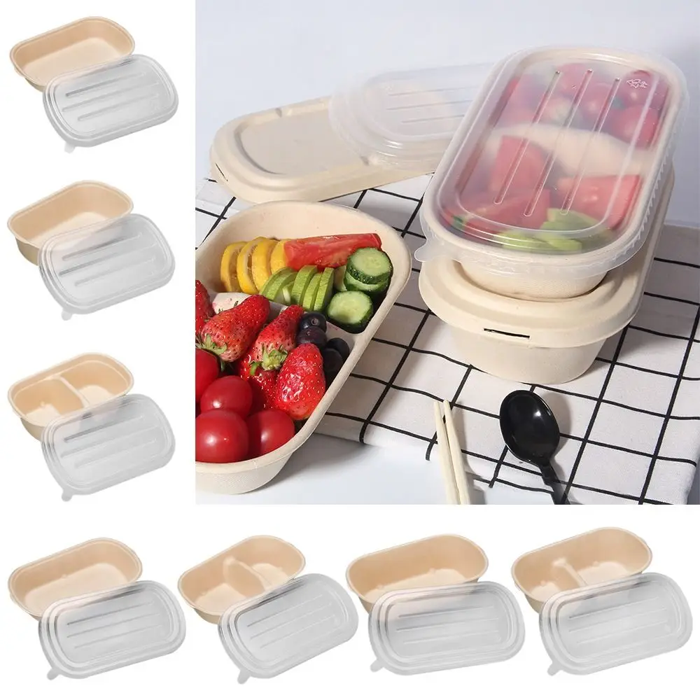 500ml/700ml/850ml/1000ml Light Food Box Paper Degradable Disposable Packing Salad Takeout Fitness Paper Pulp Lunch Box